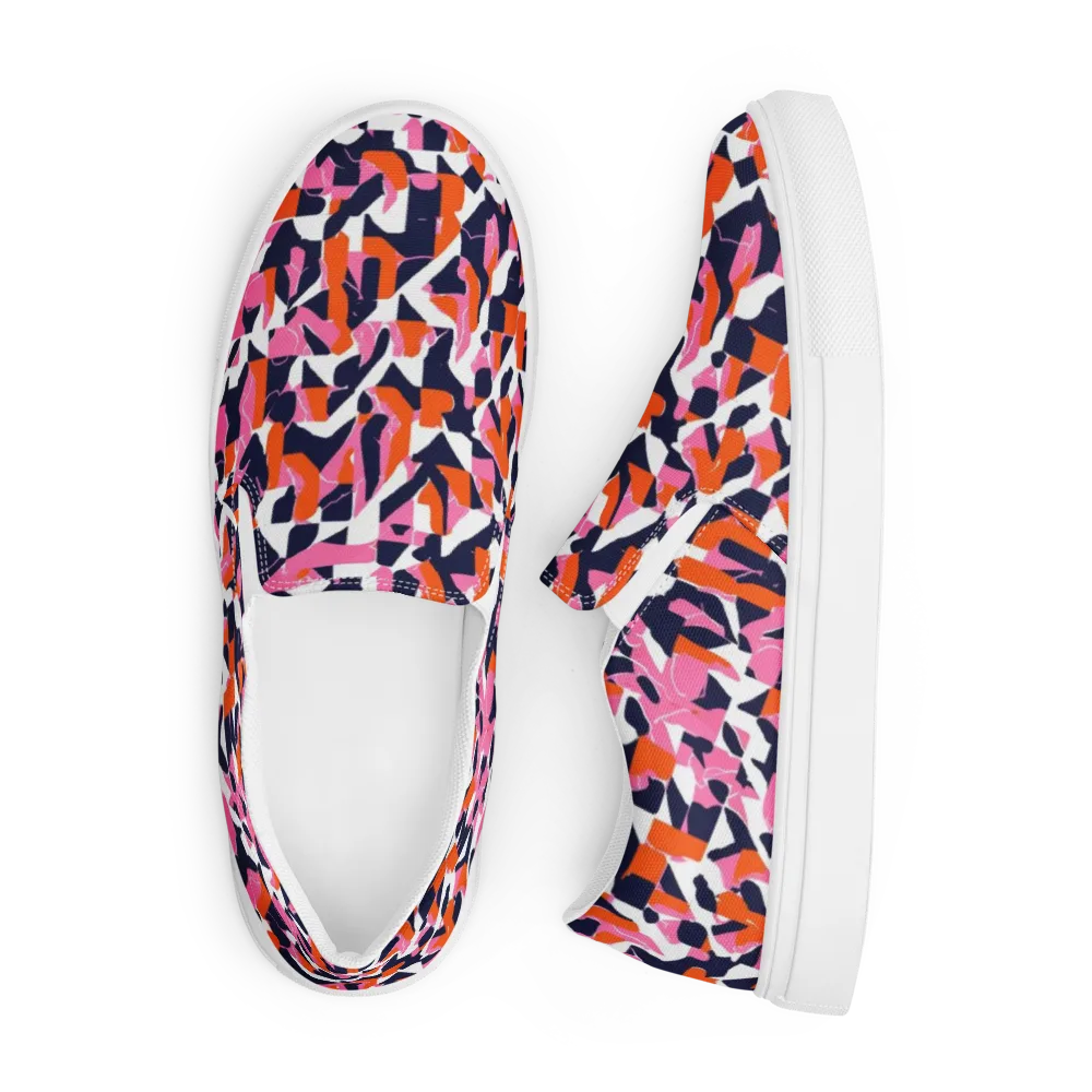 Flamingo Static on Men's Slip-On Canvas Shoes — Front