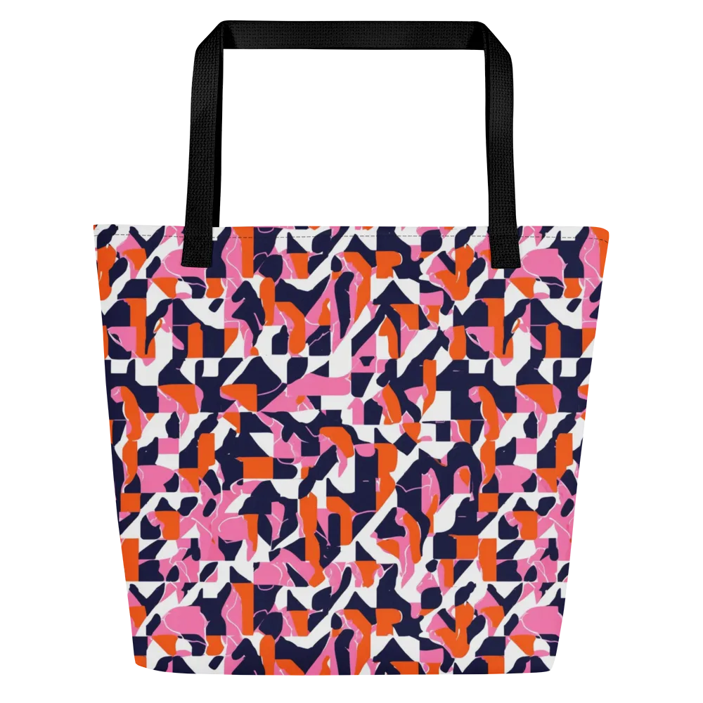 Flamingo Static on Large Tote Bag W/ Pocket — Front