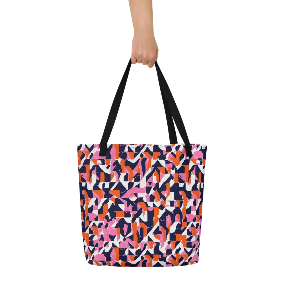 Flamingo Static on Large Tote Bag W/ Pocket — Front