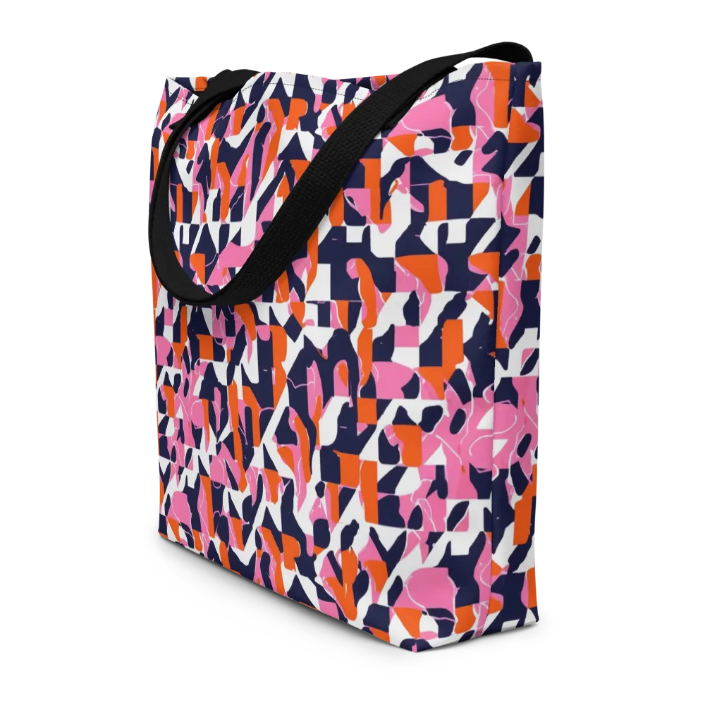 Flamingo Static on Large Tote Bag W/ Pocket — Front
