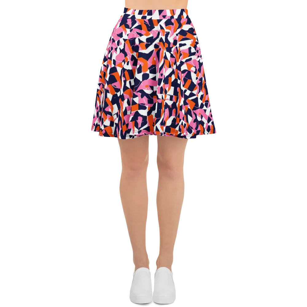 Flamingo Static on Skater Skirt — Front