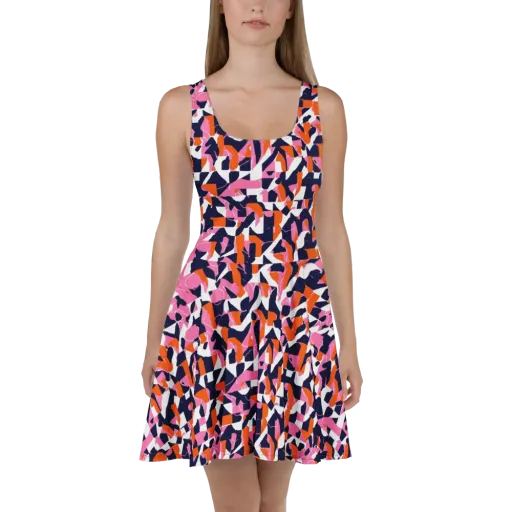 Flamingo Static on a Skater Dress