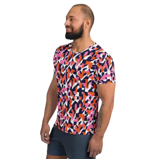 Flamingo Static on a Men's Athletic T-Shirt