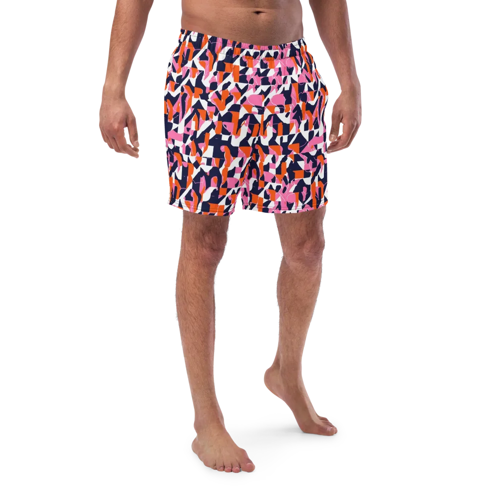 Flamingo Static on Swim Trunks — Front