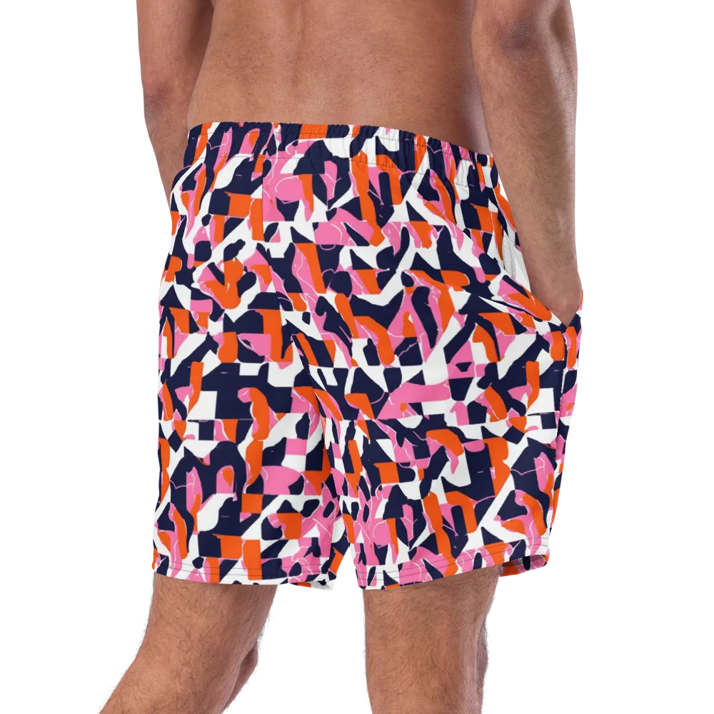 Flamingo Static on Swim Trunks — Right Back
