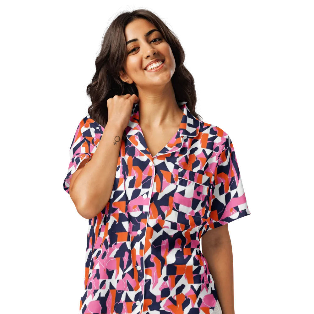 Flamingo Static on Women's Short Sleeve Pajama Top — Front