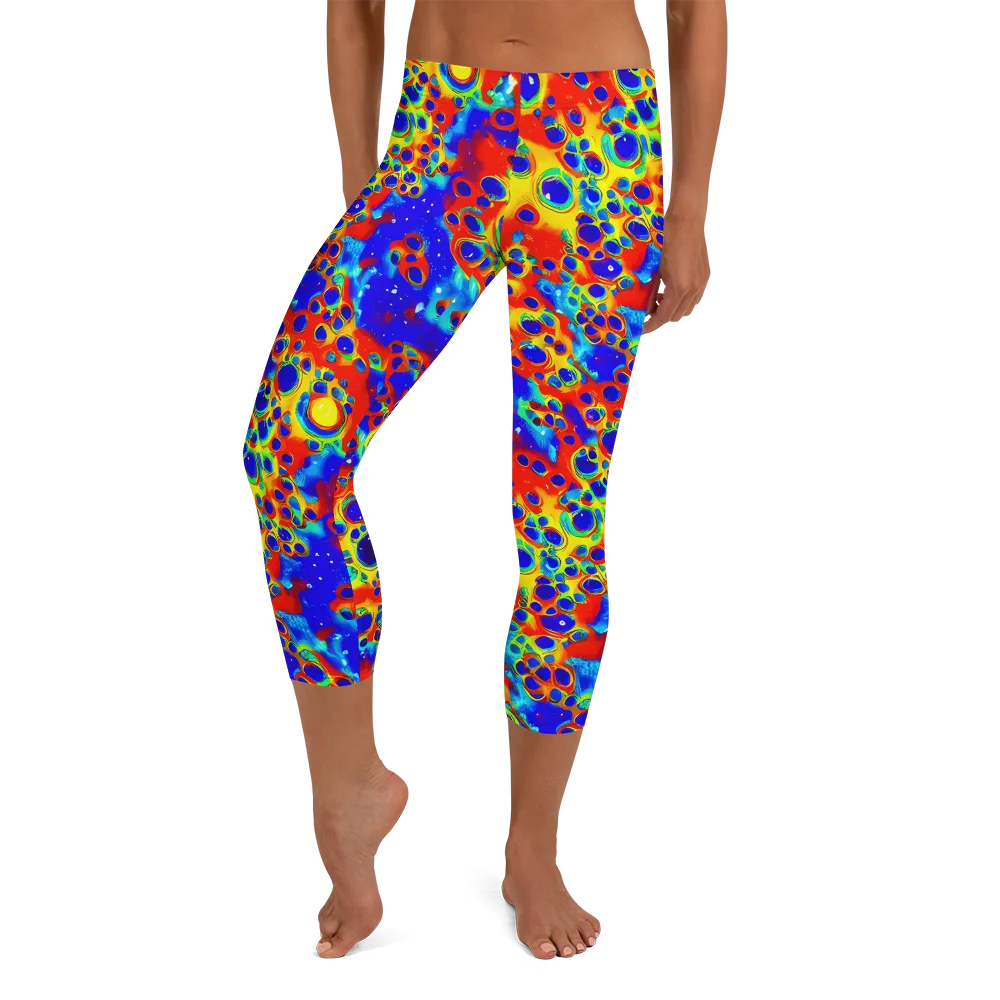 Neon Lagoon on Capri Leggings — Front