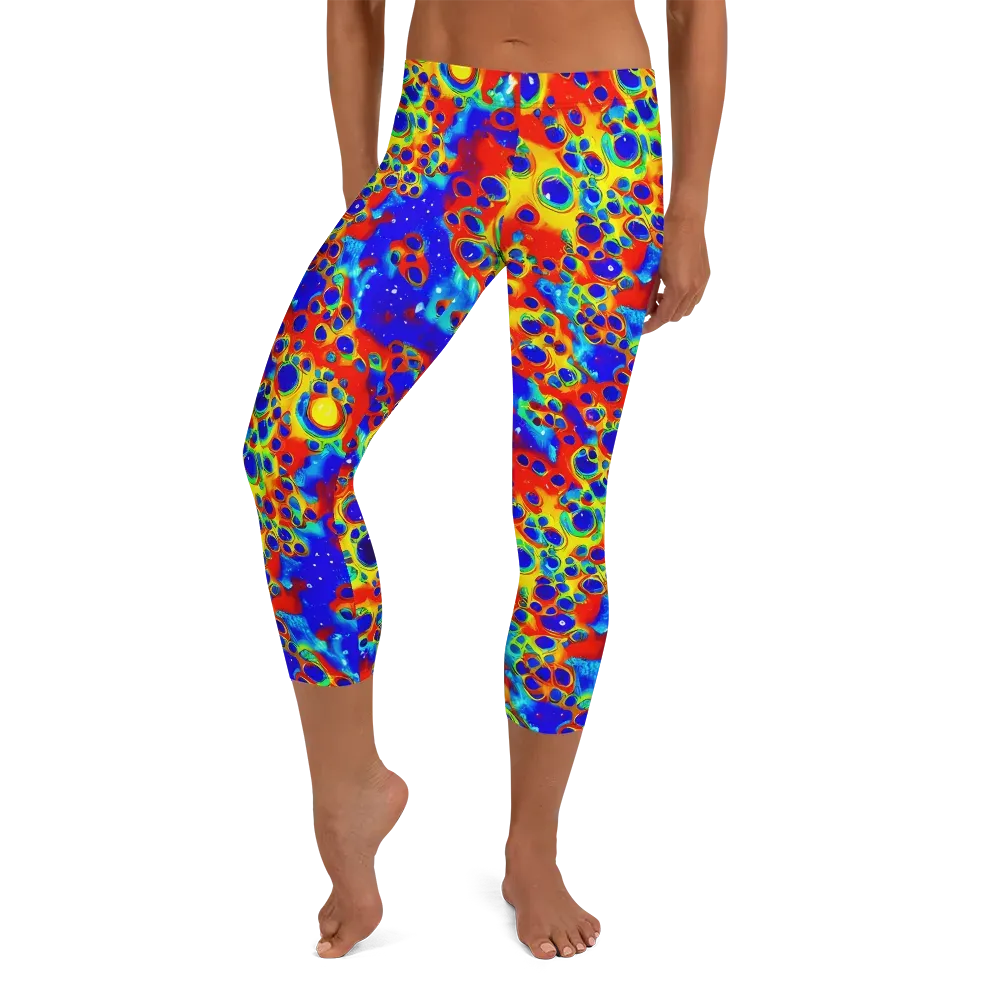 Neon Lagoon on Capri Leggings — Front