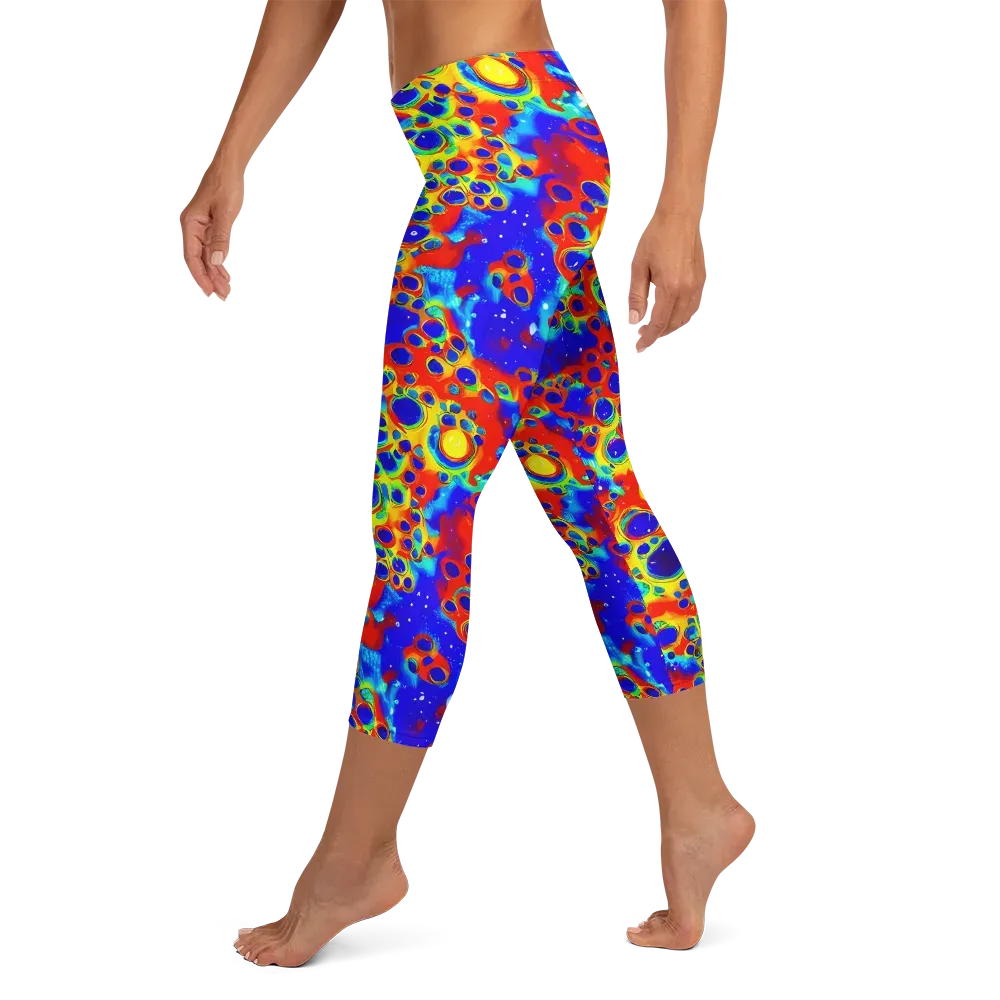 Neon Lagoon on Capri Leggings — Left
