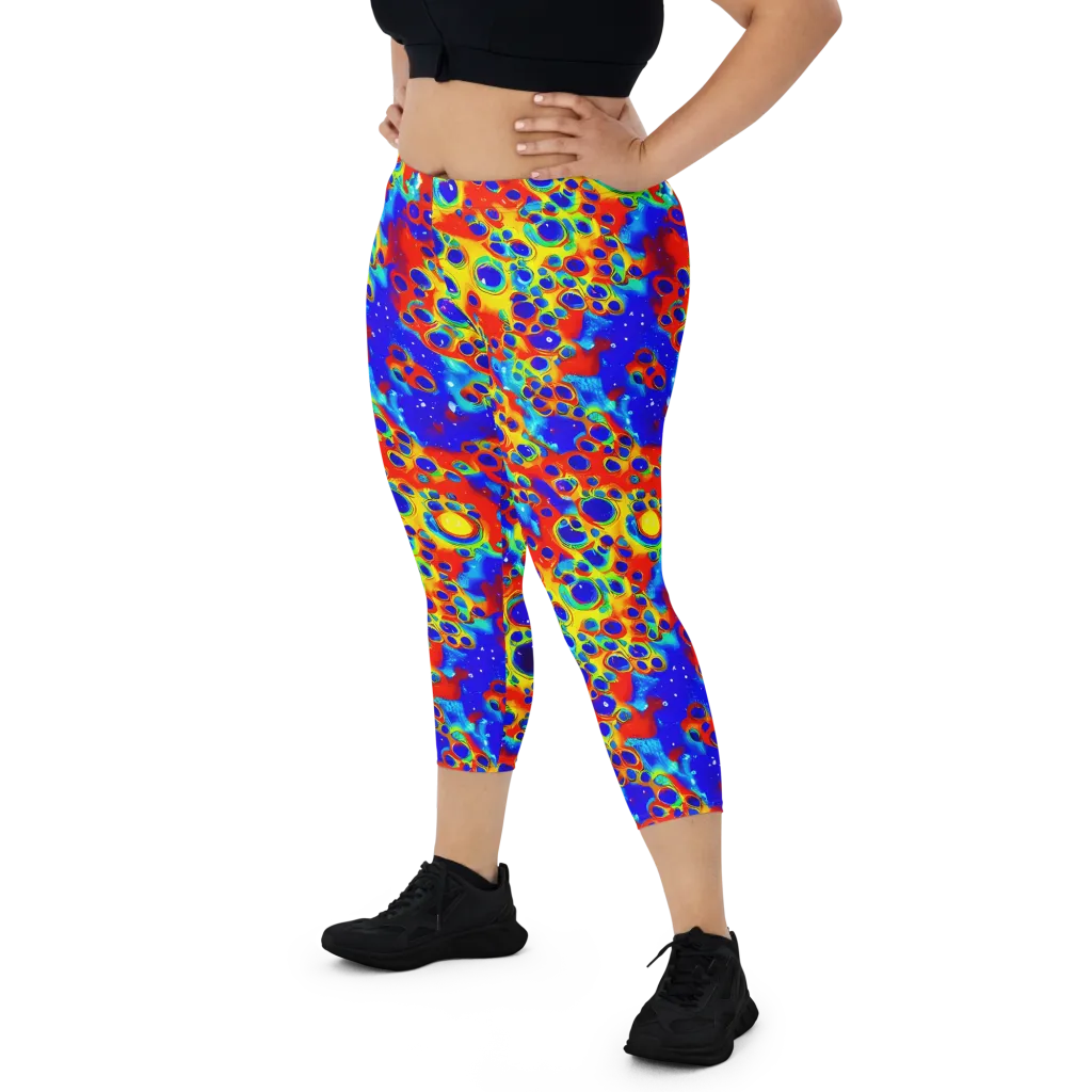 Neon Lagoon on Capri Leggings — Front