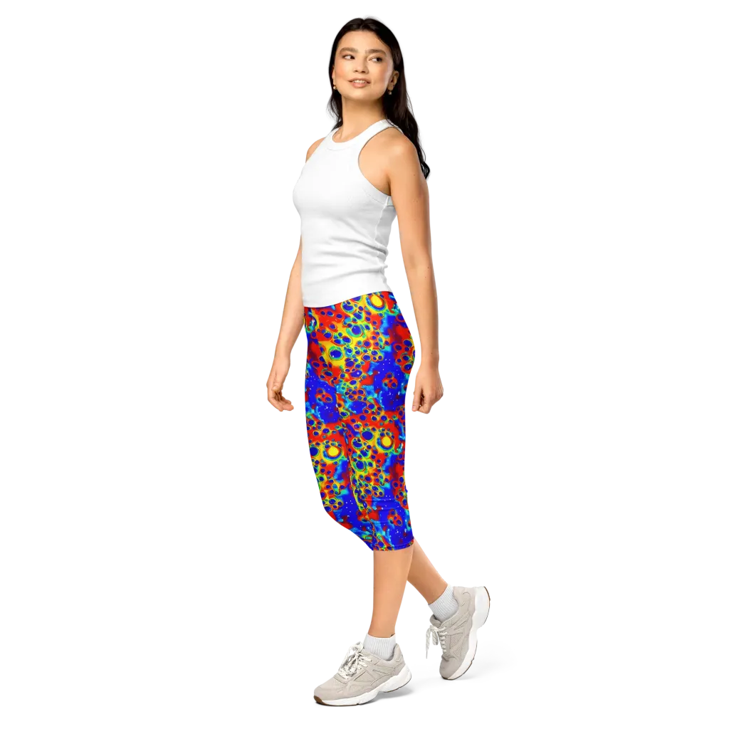 Neon Lagoon on Capri Leggings — Left Front