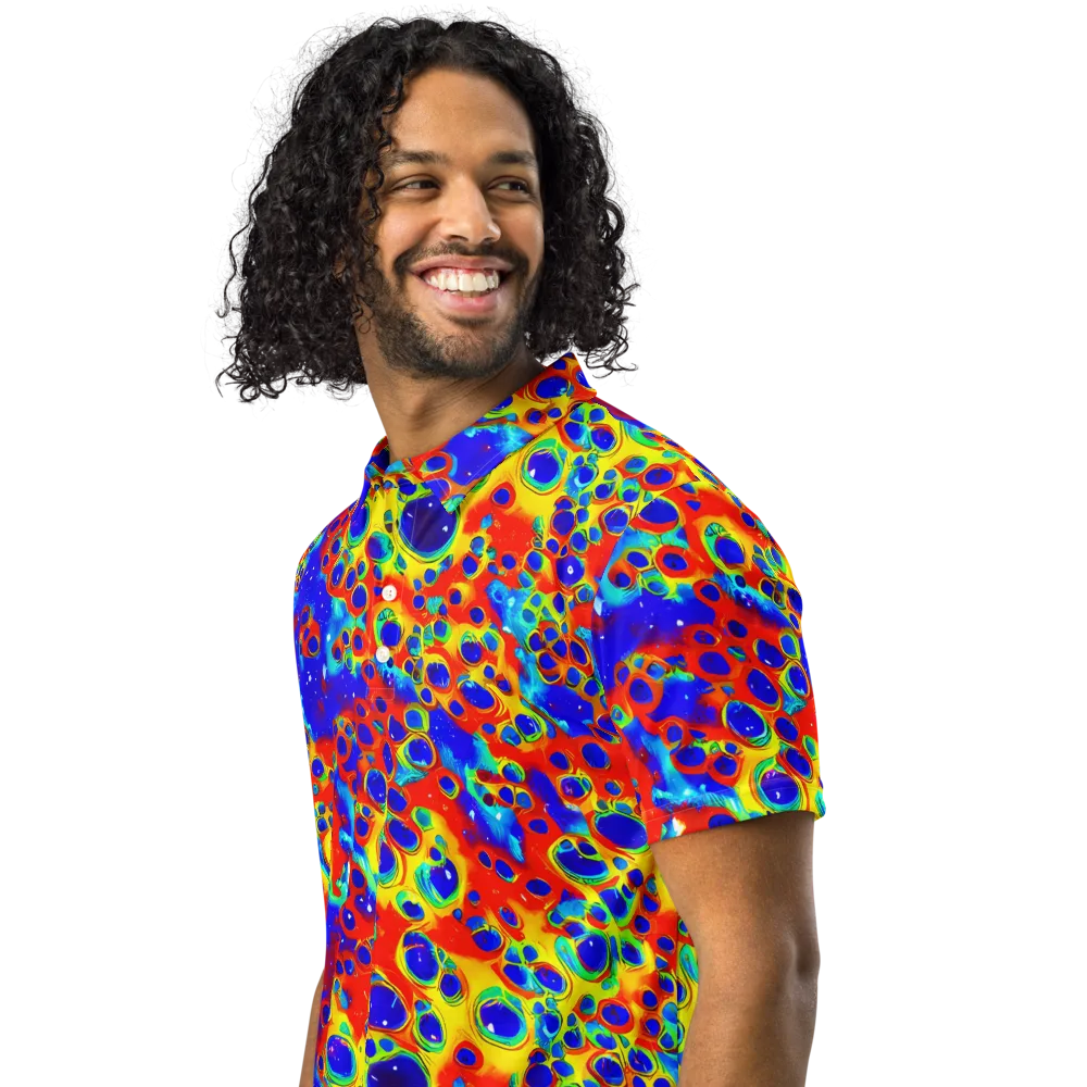 Neon Lagoon on Men's Slim Fit Polo Shirt — Left Front