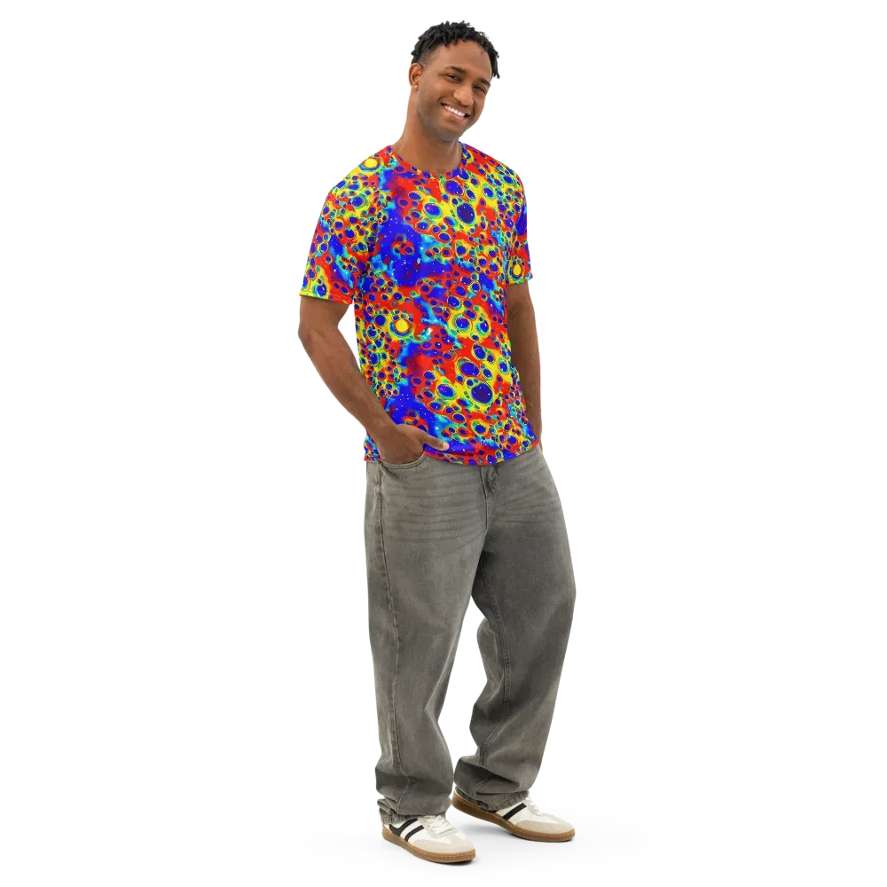 Neon Lagoon on Men's Cotton Crew Neck T-Shirt — Right Front