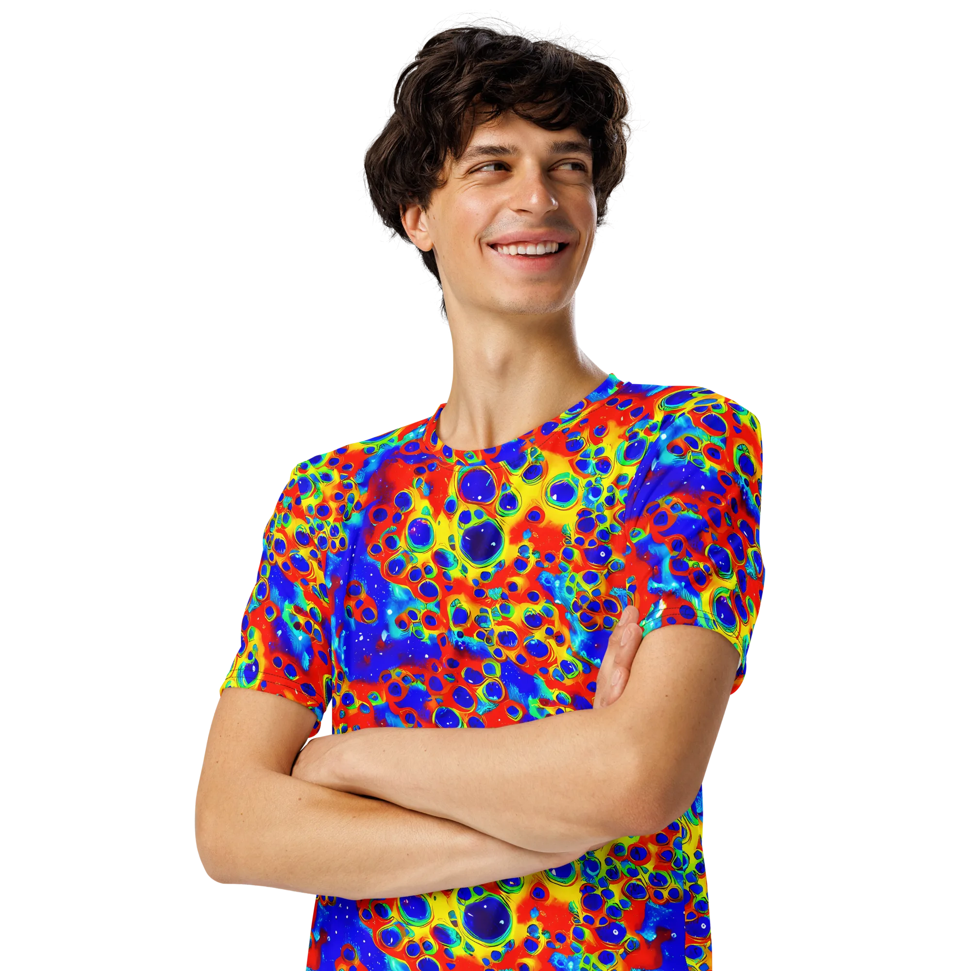 Neon Lagoon on Men's Crew Neck T-Shirt — Left Front