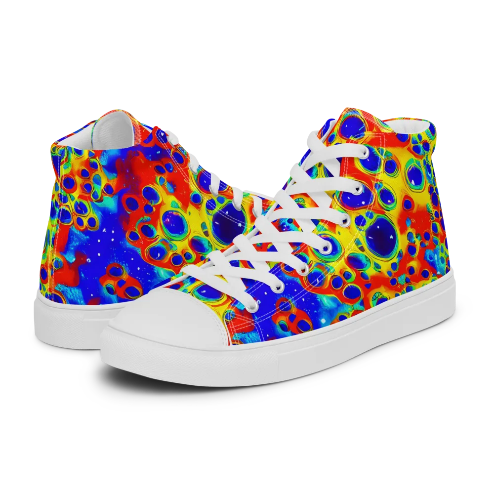 Neon Lagoon on Men's High Top Canvas Shoes — Left
