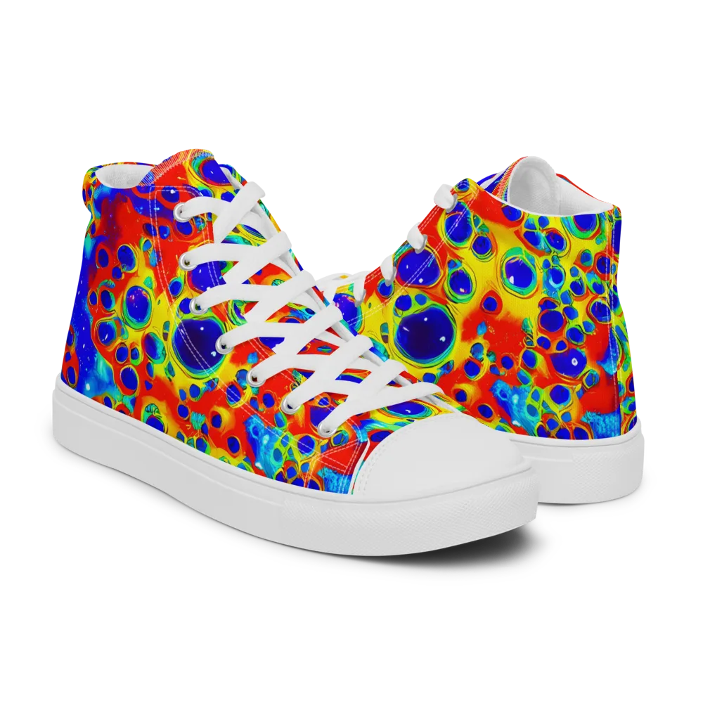 Neon Lagoon on Men's High Top Canvas Shoes — Right