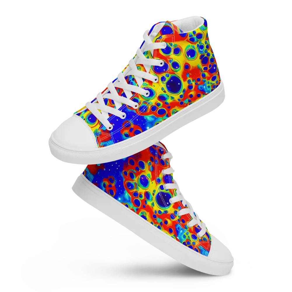 Neon Lagoon on Men's High Top Canvas Shoes — Front