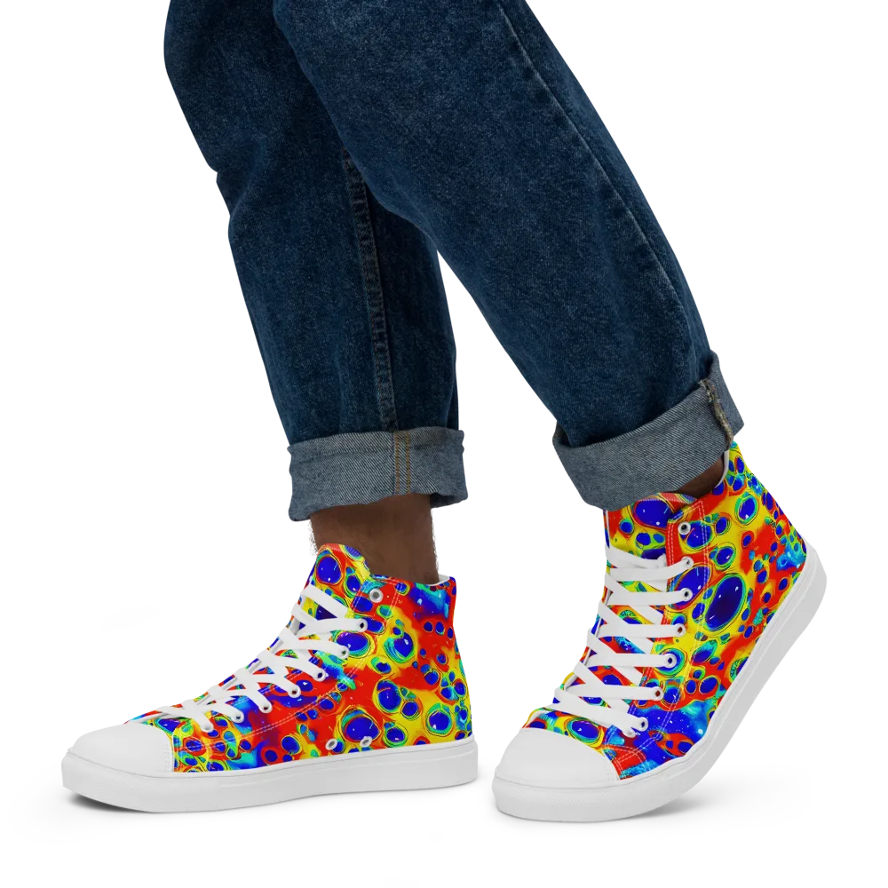 Neon Lagoon on Men's High Top Canvas Shoes — Left