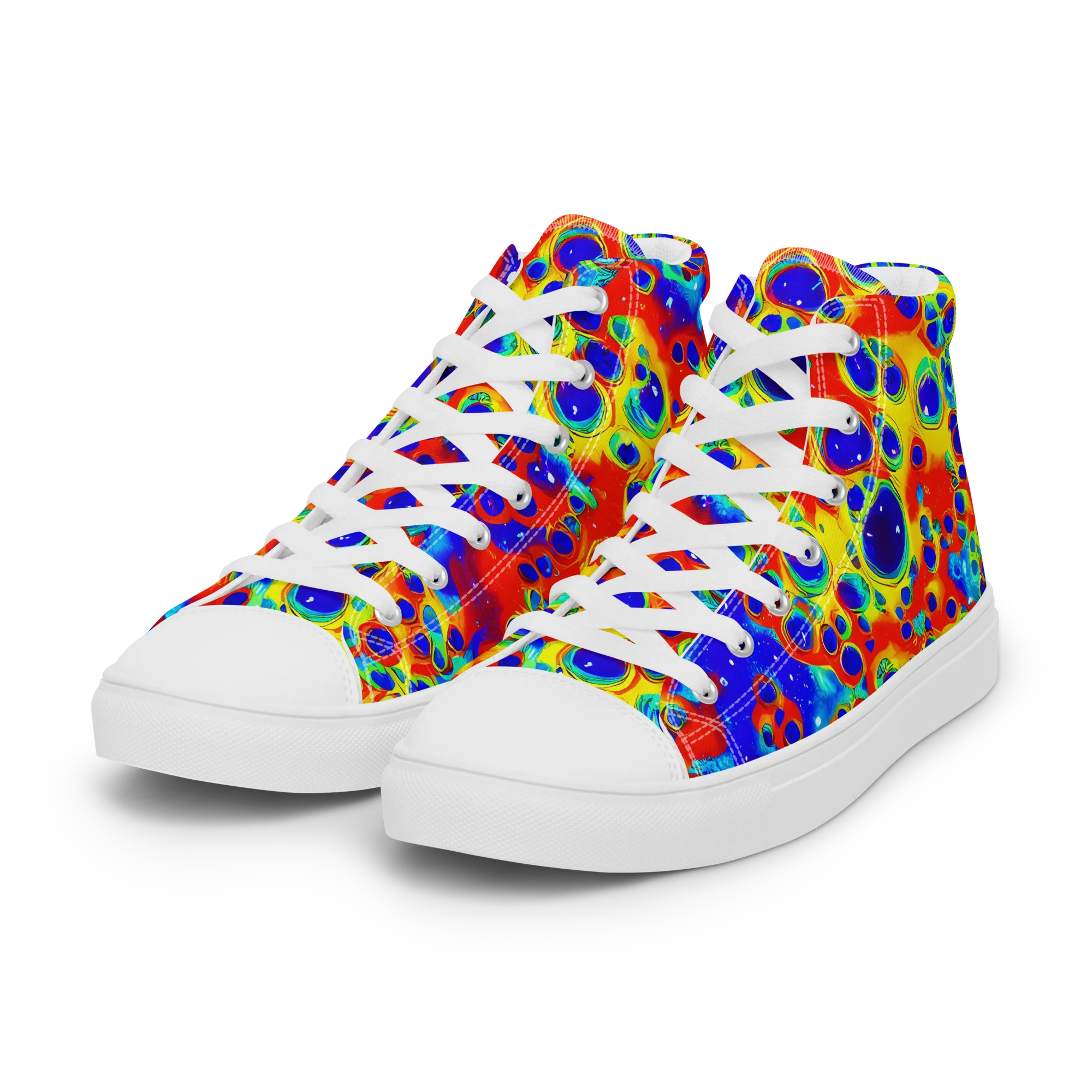 Neon Lagoon on Women's High Top Canvas Shoes — Left Front