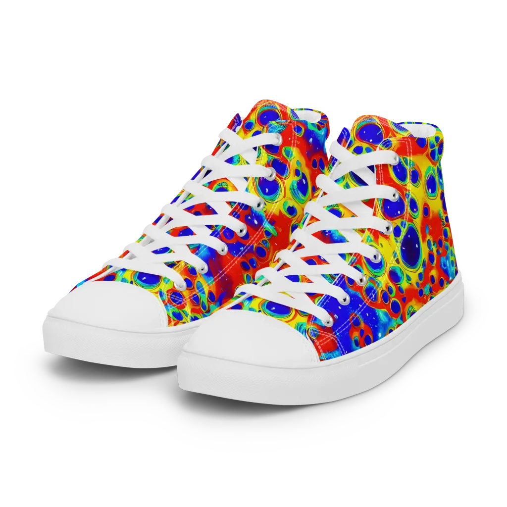 Neon Lagoon on Women's High Top Canvas Shoes — Left Front