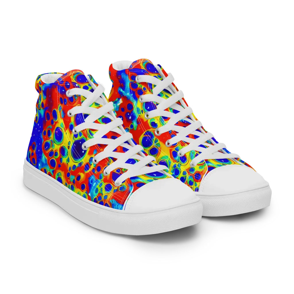 Neon Lagoon on Women's High Top Canvas Shoes — Right Front