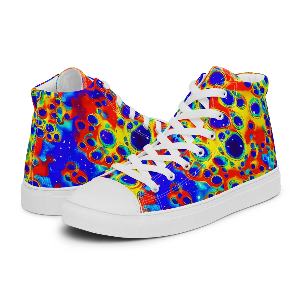 Neon Lagoon on Women's High Top Canvas Shoes — Left