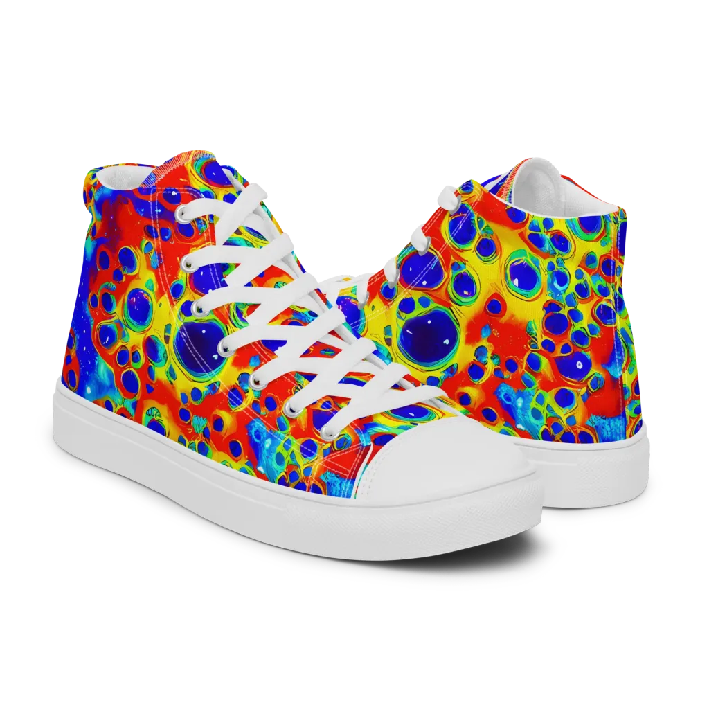 Neon Lagoon on Women's High Top Canvas Shoes — Right