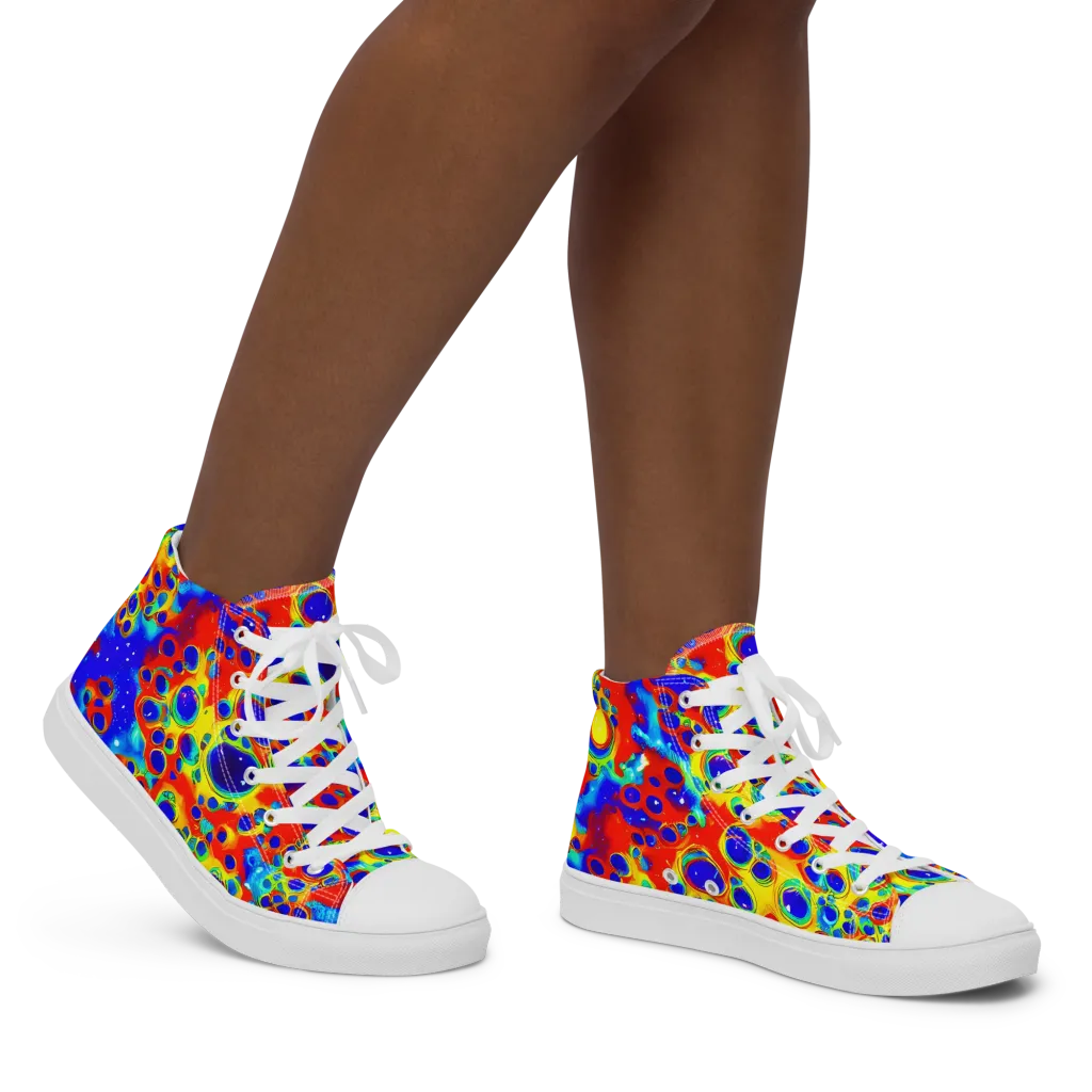 Neon Lagoon on Women's High Top Canvas Shoes — Right