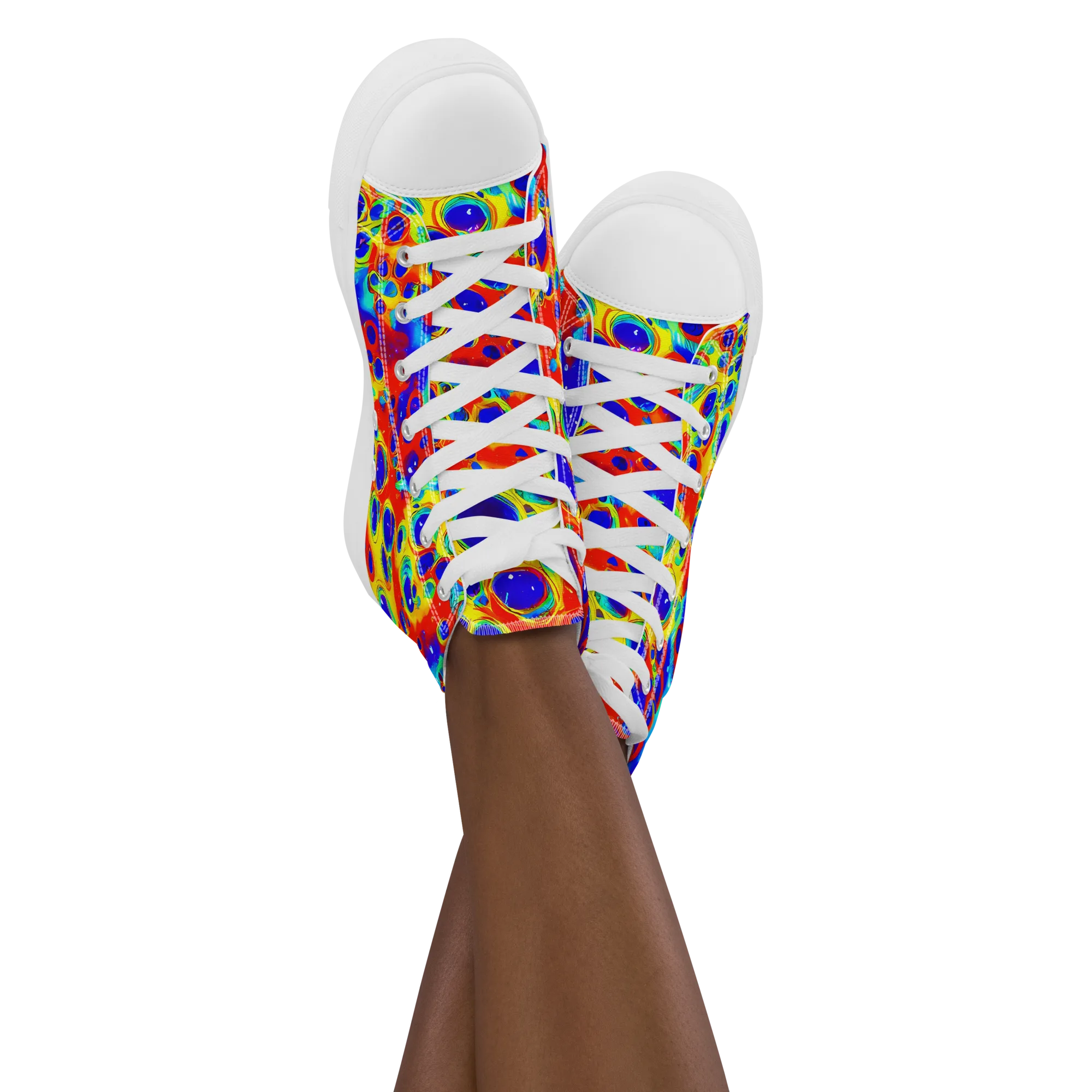 Neon Lagoon on Women's High Top Canvas Shoes — Front