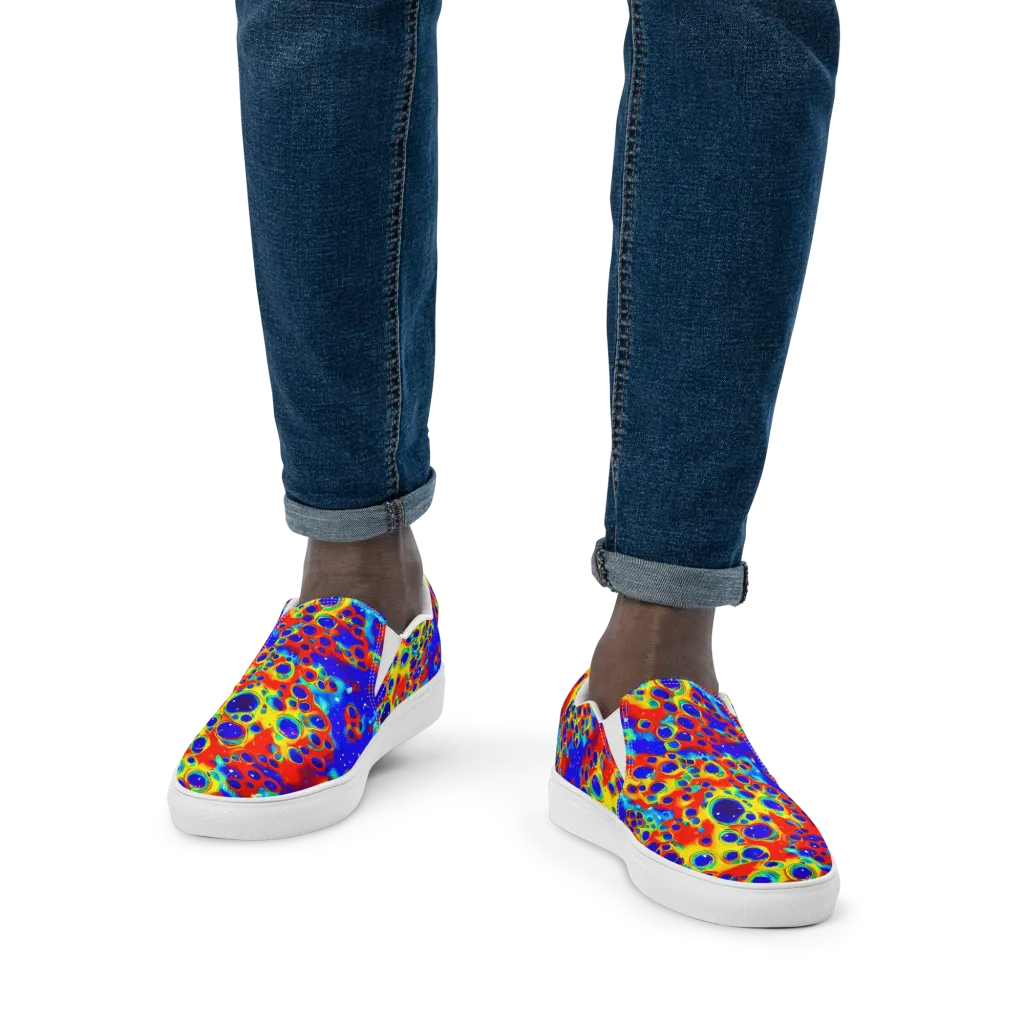 Neon Lagoon on Men's Slip-On Canvas Shoes — Front