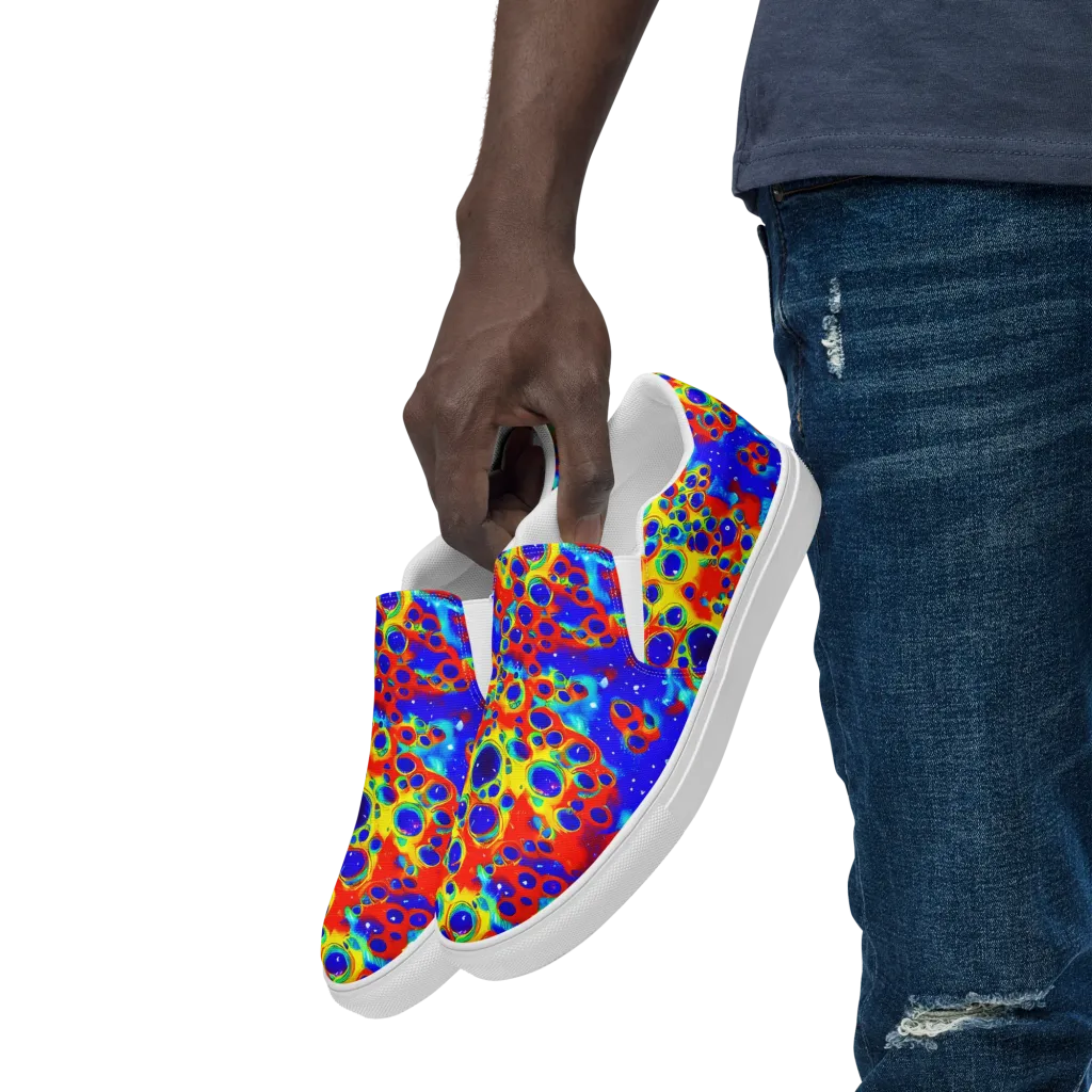 Neon Lagoon on Men's Slip-On Canvas Shoes — Left Front
