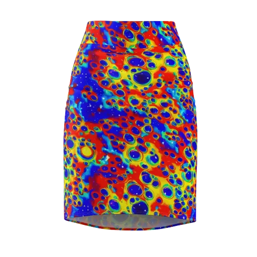 Neon Lagoon on a Pencil Skirt