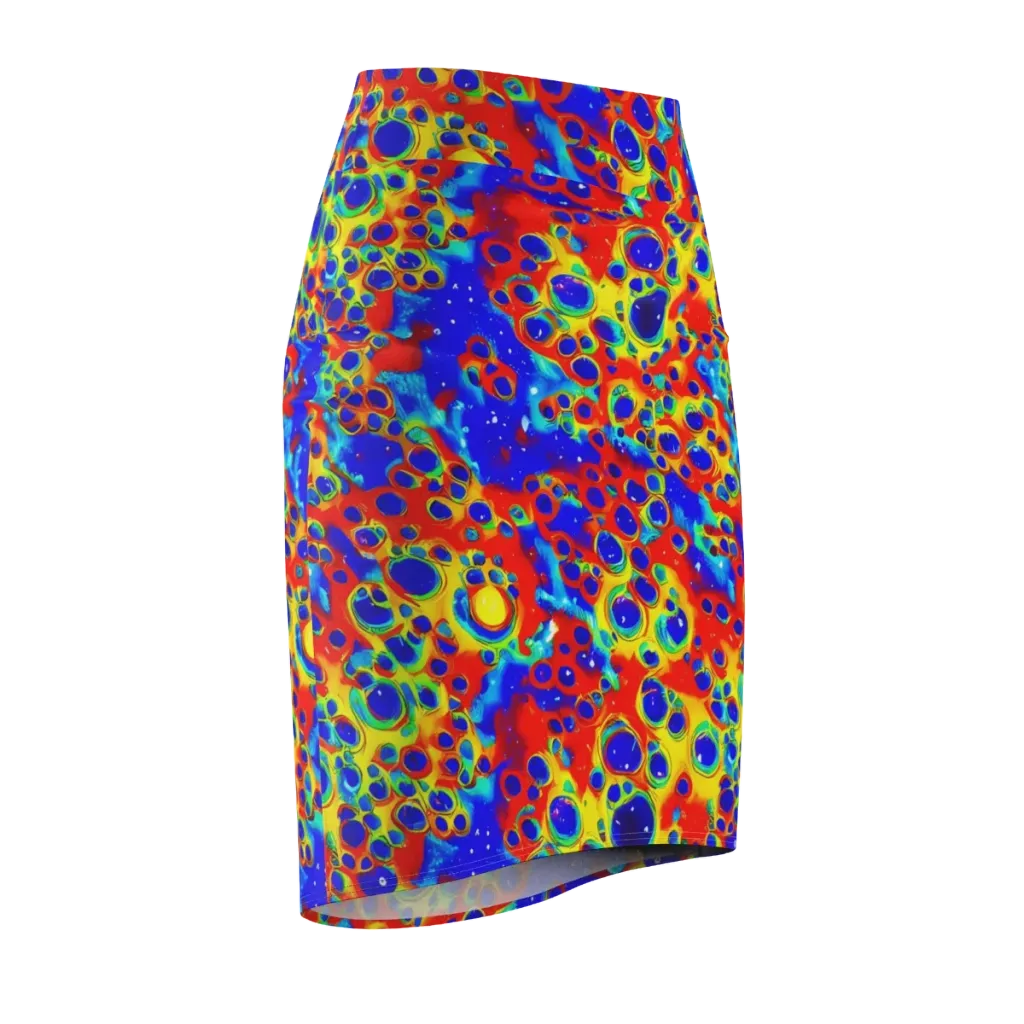Neon Lagoon on Pencil Skirt — Front Side
