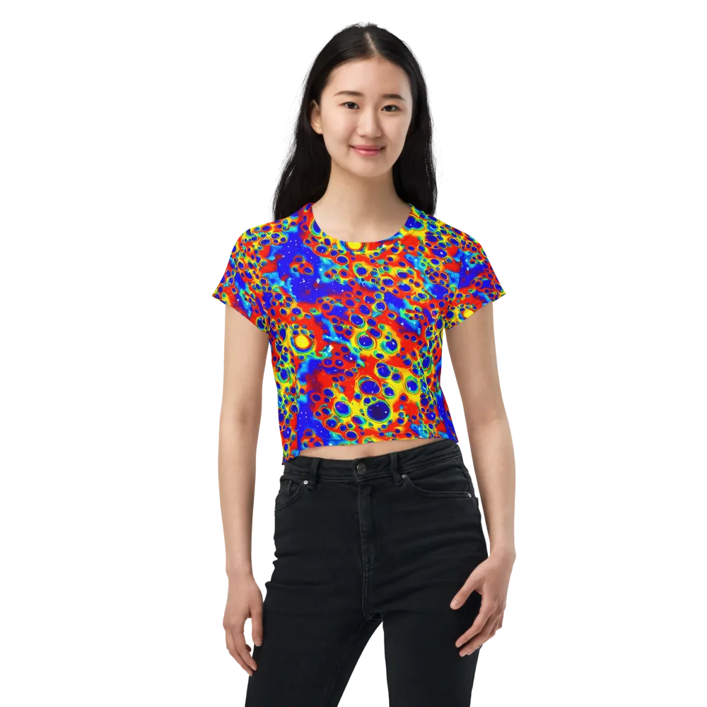 Neon Lagoon on Crop Tee — Front