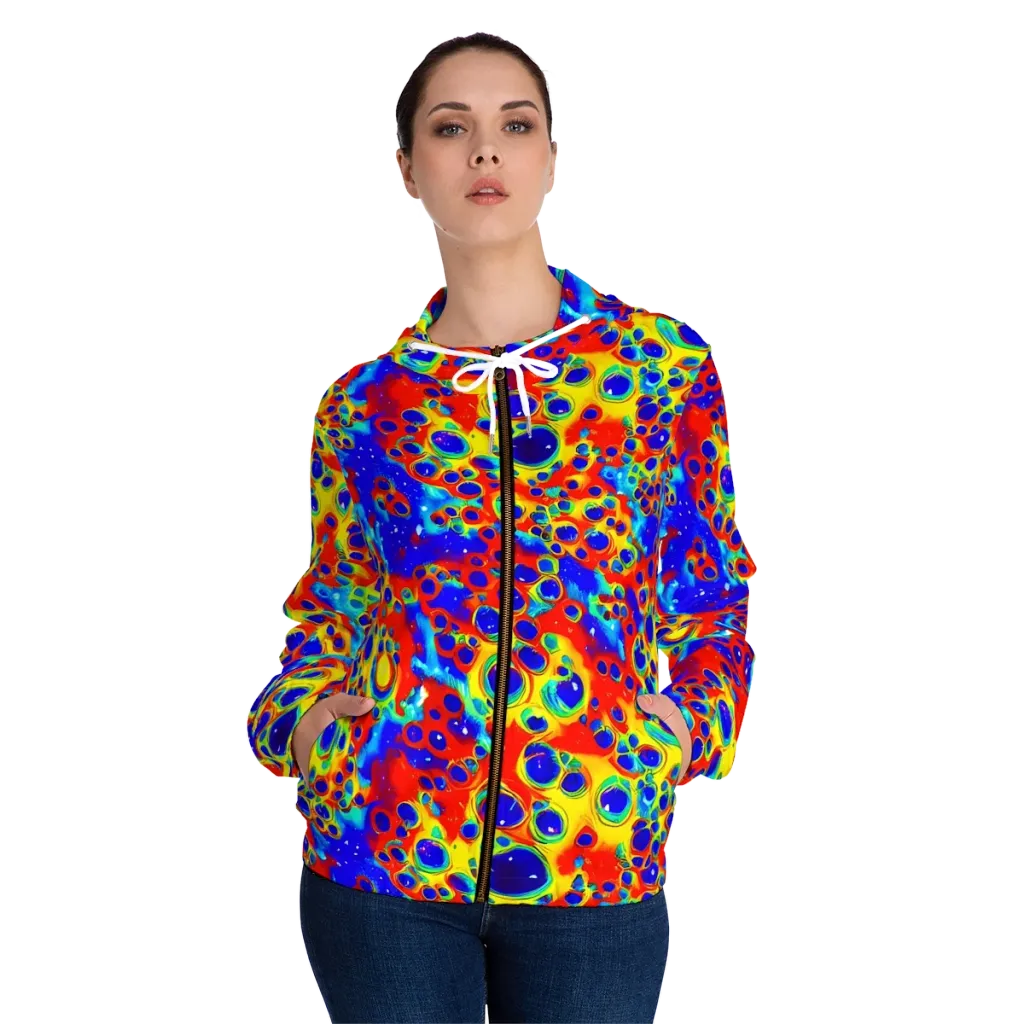 Neon Lagoon on Women's Full-Zip Hoodie — Front On Person