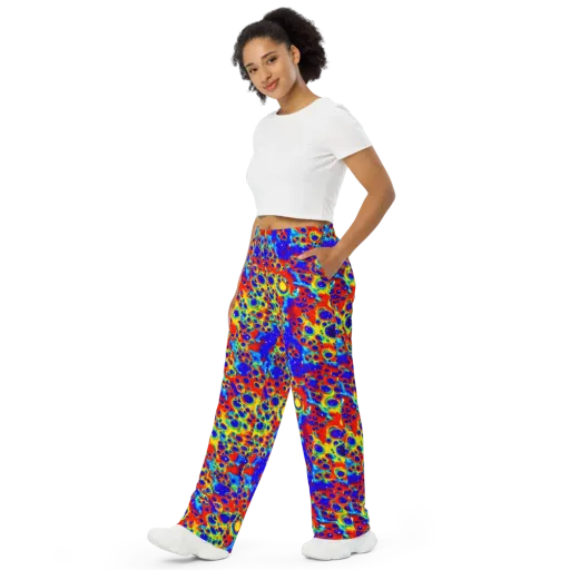 Neon Lagoon on a Wide-Leg Pants