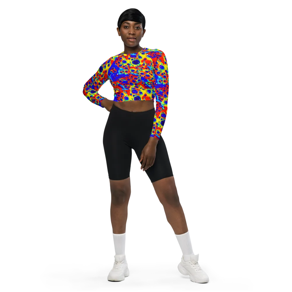 Neon Lagoon on Long Sleeve Crop Top — Front