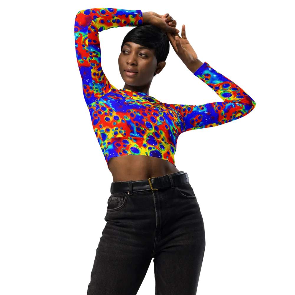 Neon Lagoon on Long Sleeve Crop Top — Front