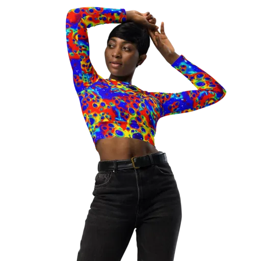 Neon Lagoon on a Long Sleeve Crop Top