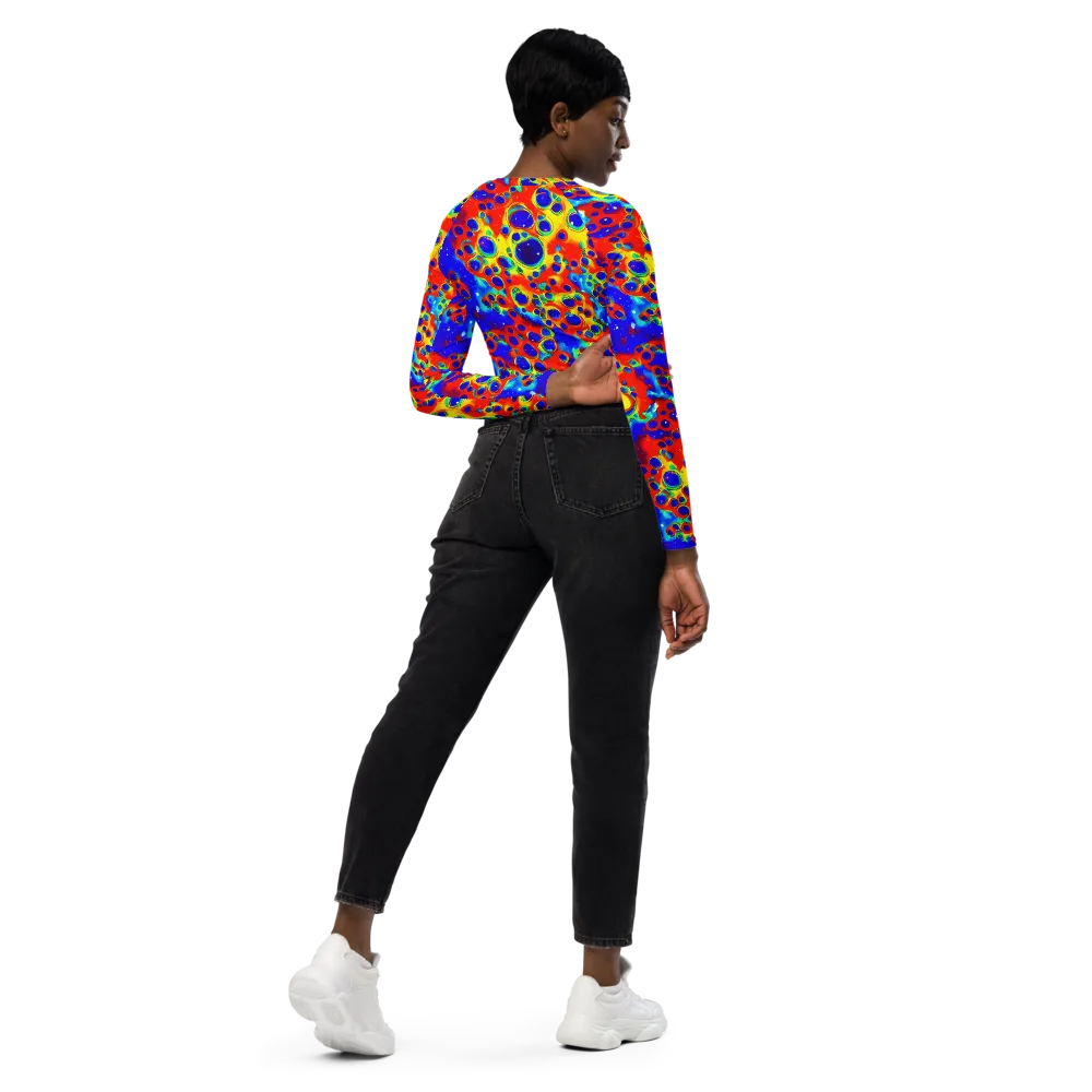 Neon Lagoon on Long Sleeve Crop Top — Right Back