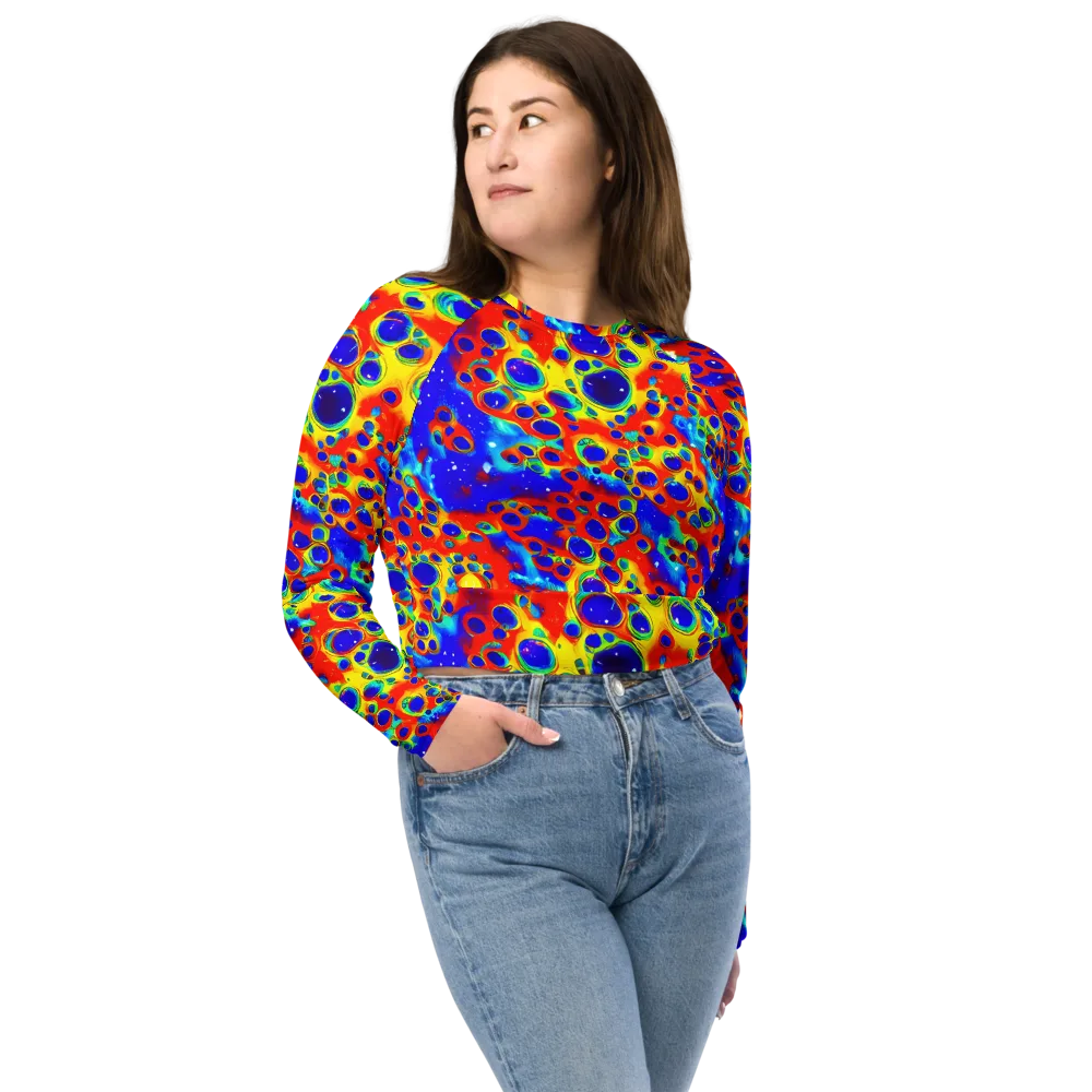 Neon Lagoon on Long Sleeve Crop Top — Front
