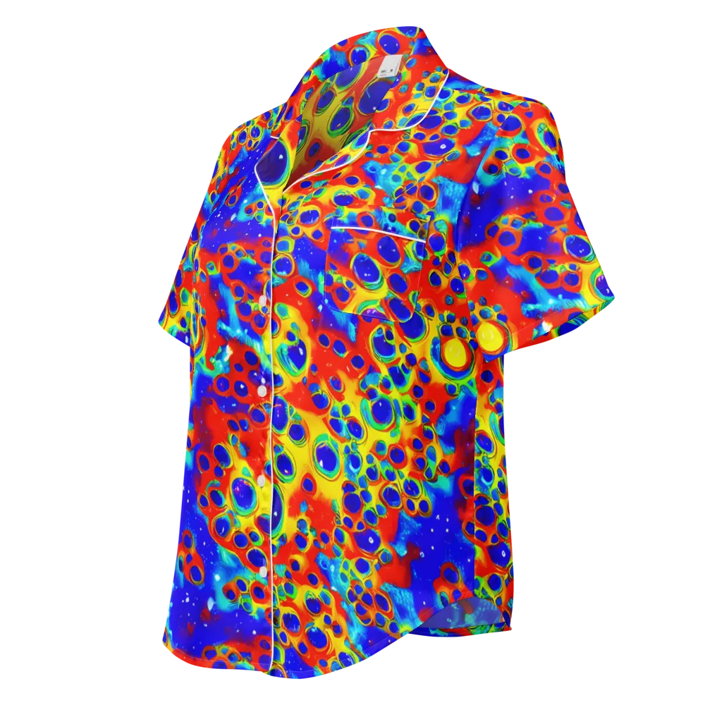Neon Lagoon on Women's Short Sleeve Pajama Top — Left Front