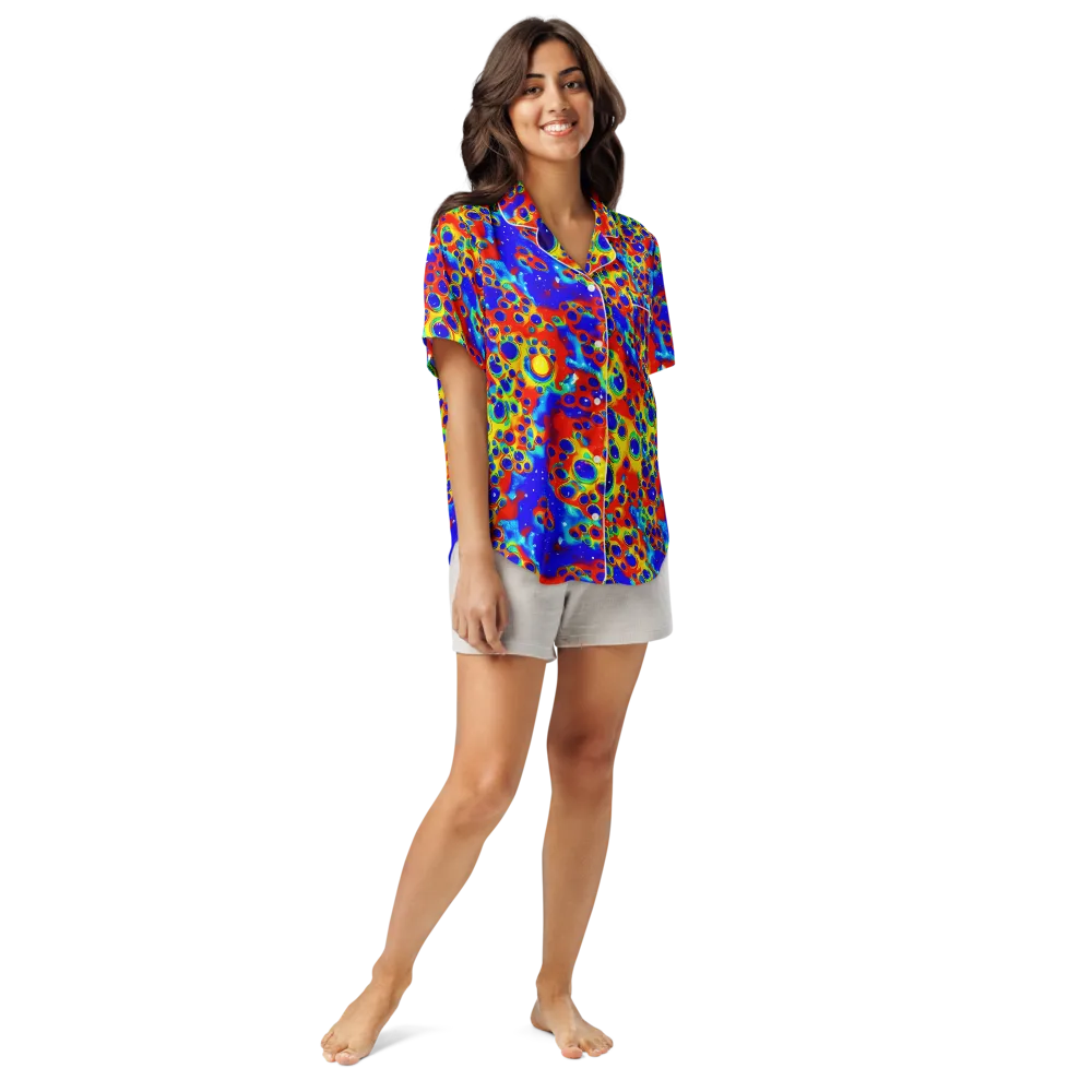 Neon Lagoon on Women's Short Sleeve Pajama Top — Front