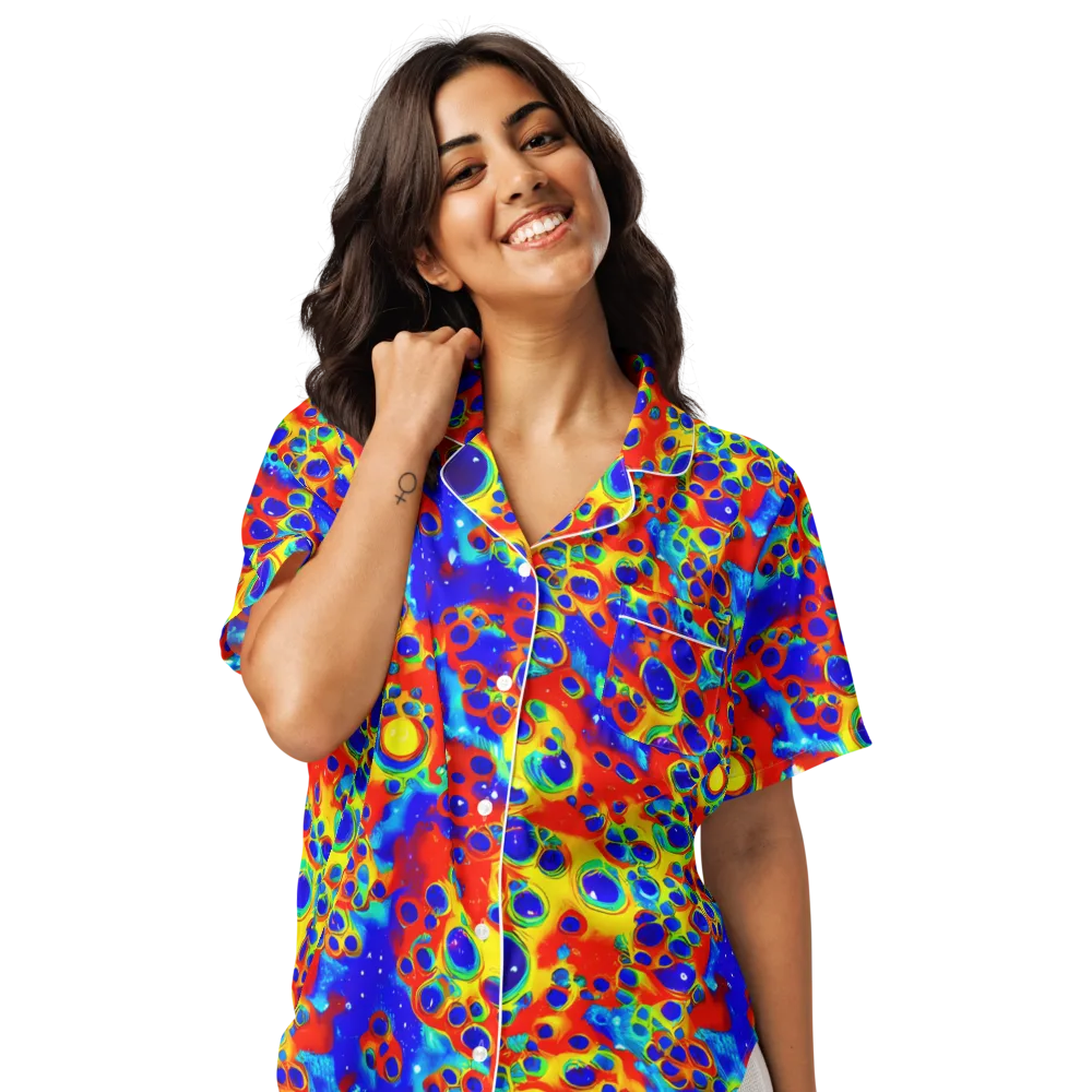 Neon Lagoon on Women's Short Sleeve Pajama Top — Front