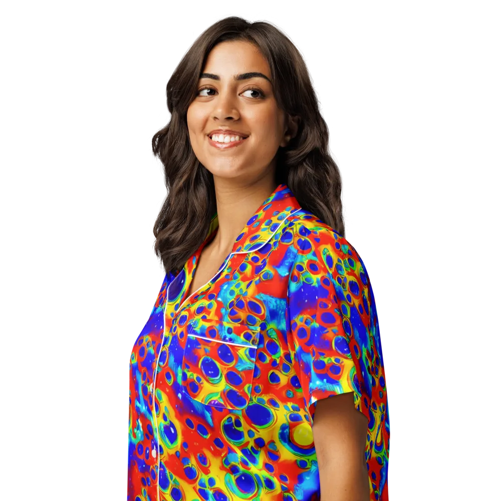 Neon Lagoon on Women's Short Sleeve Pajama Top — Left Front