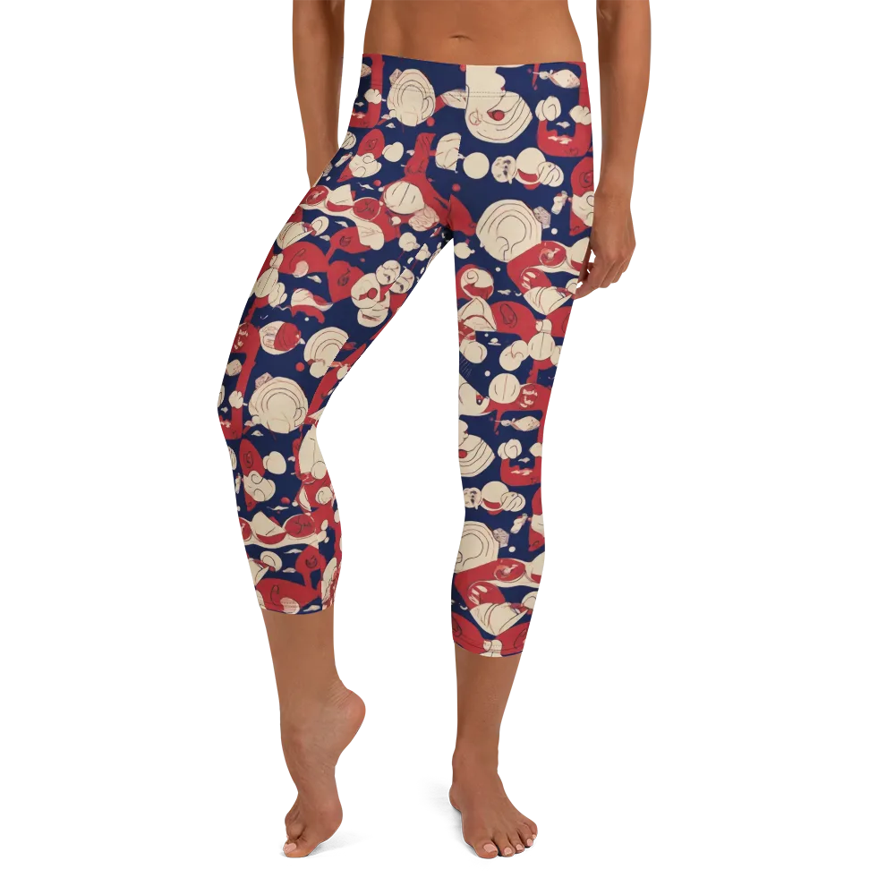 Crimson Constellation on Capri Leggings — Front