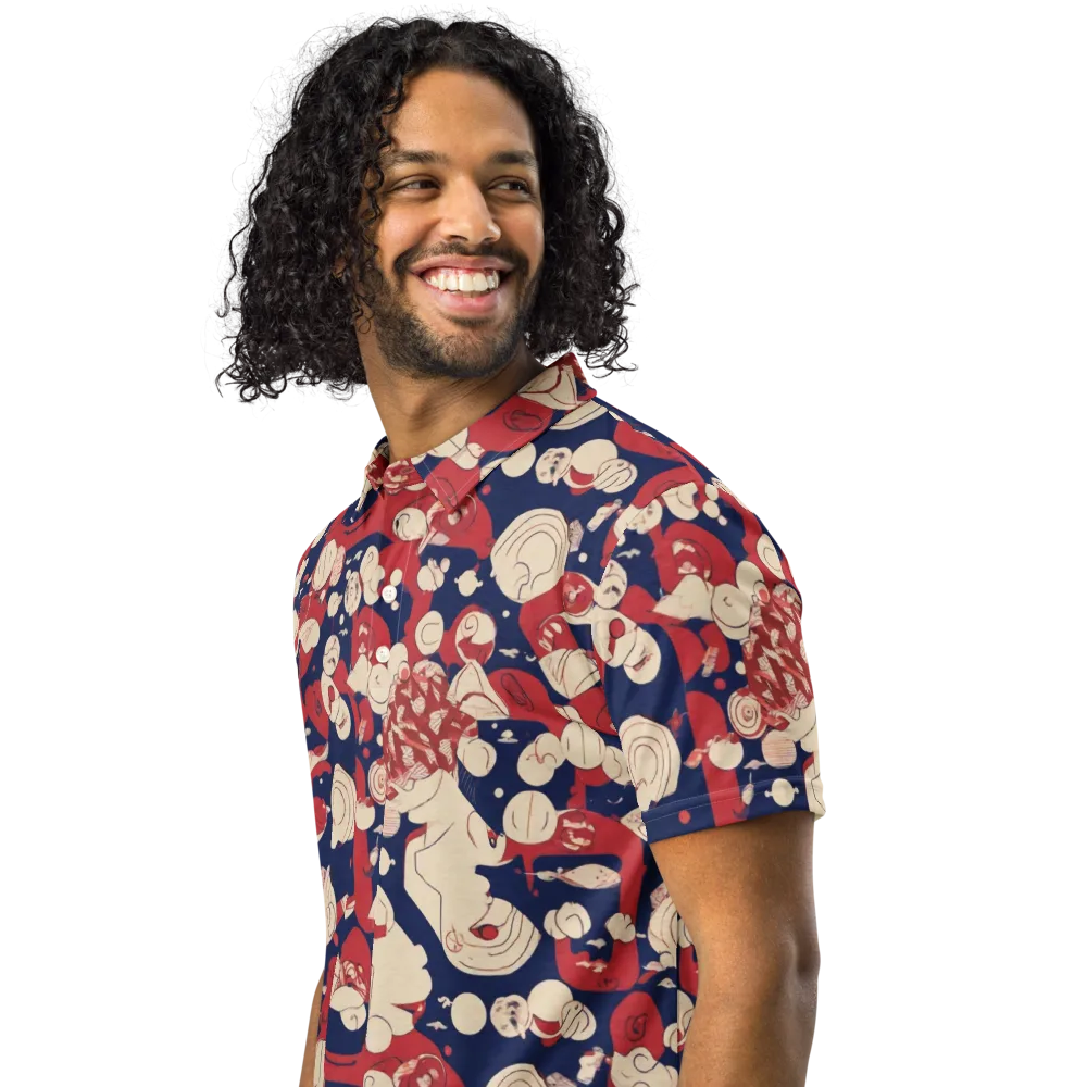 Crimson Constellation on Men's Slim Fit Polo Shirt — Left Front