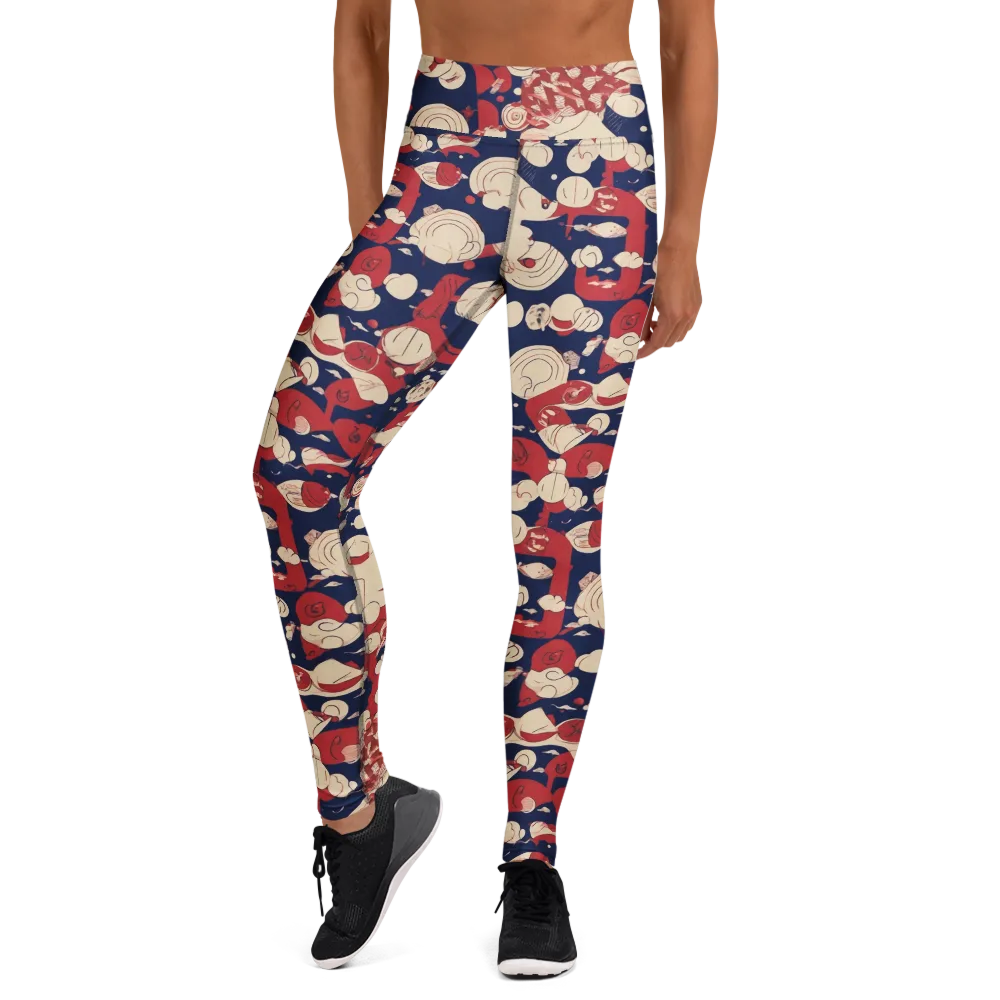 Crimson Constellation on Yoga Leggings — Front