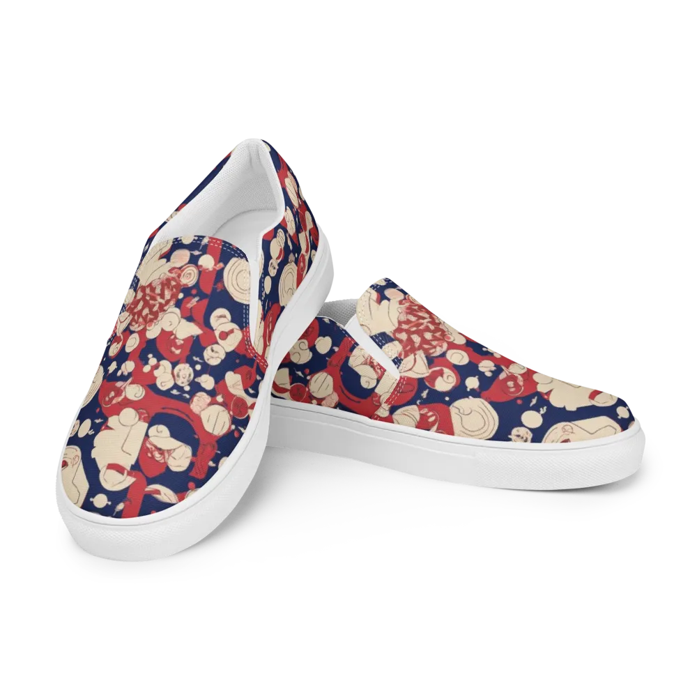 Crimson Constellation on Men's Slip-On Canvas Shoes — Left Front