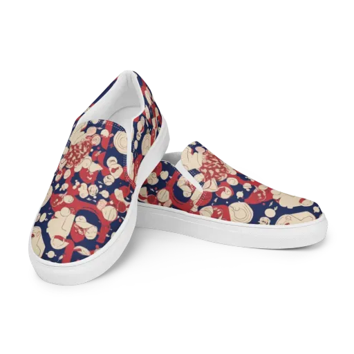 Crimson Constellation on a Men's Slip-On Canvas Shoes